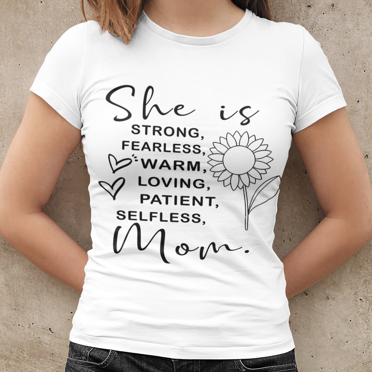 She is Strong, Fearless Mom - Birthday Shirt - Bliss Birthday Shirts - Small - White