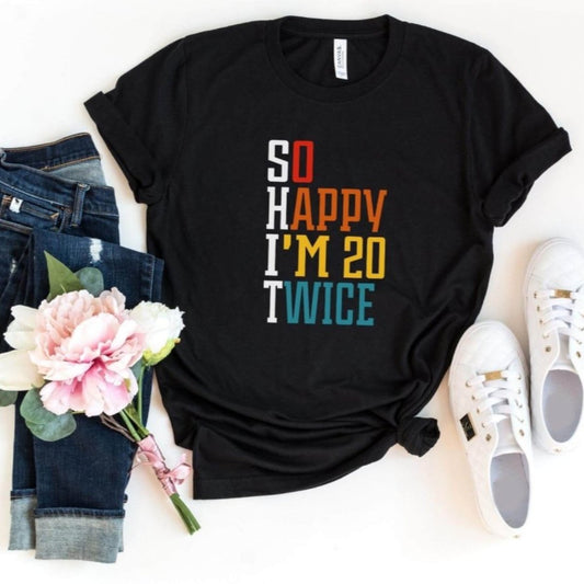 S.H.I.T. 40 Birthday Shirt - Funny Custom 40th Birthday T - Shirt - Bliss Birthday Shirts - S - Black