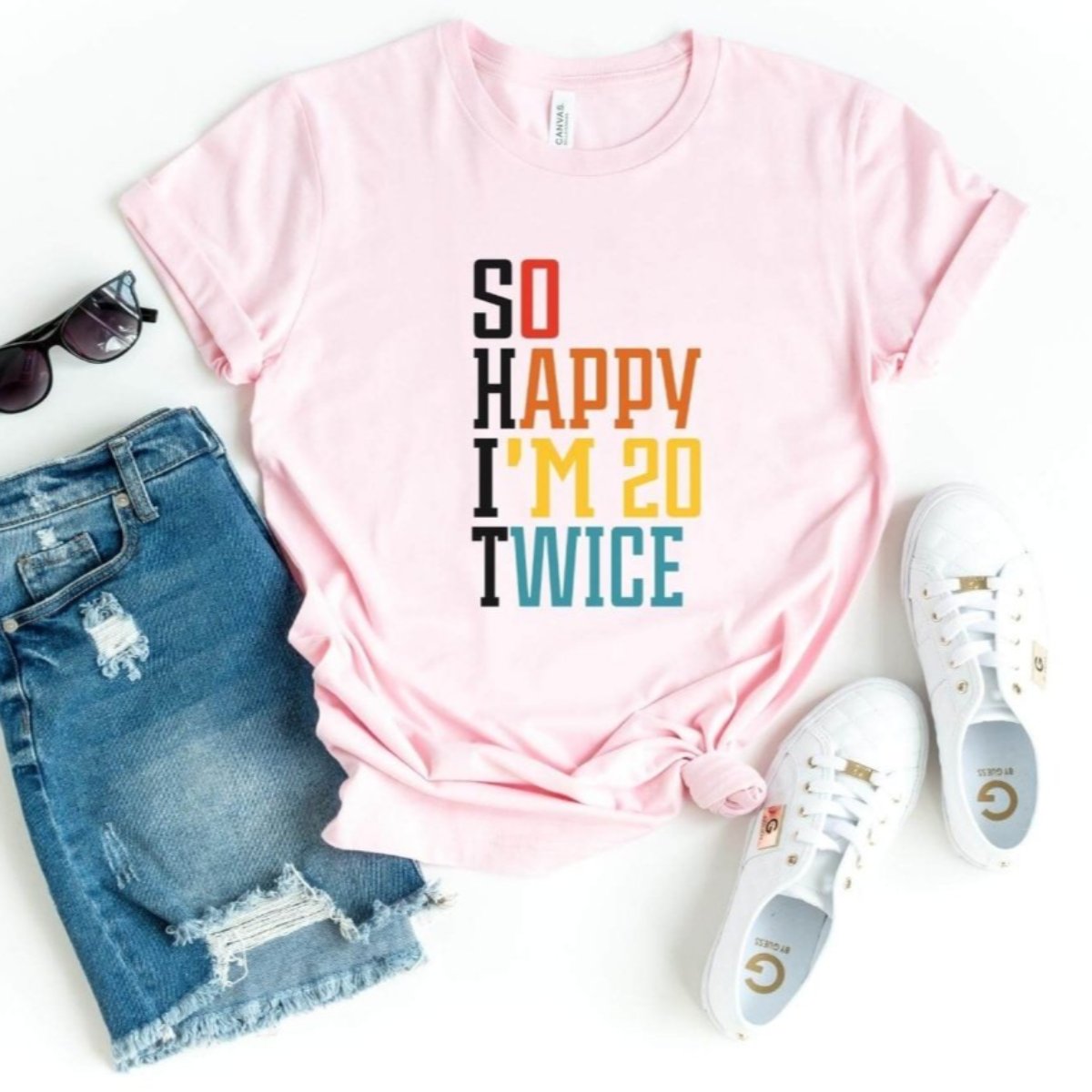 S.H.I.T. 40 Birthday Shirt - Funny Custom 40th Birthday T - Shirt - Bliss Birthday Shirts - S - Pink