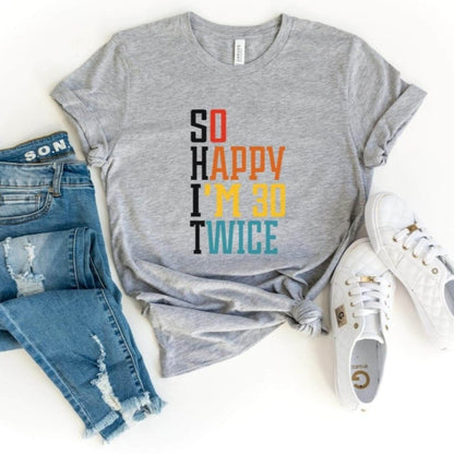 S.H.I.T. 60 Birthday Shirt - Funny Custom 60th Birthday T - Shirt - Bliss Birthday Shirts - S - Athletic Heather