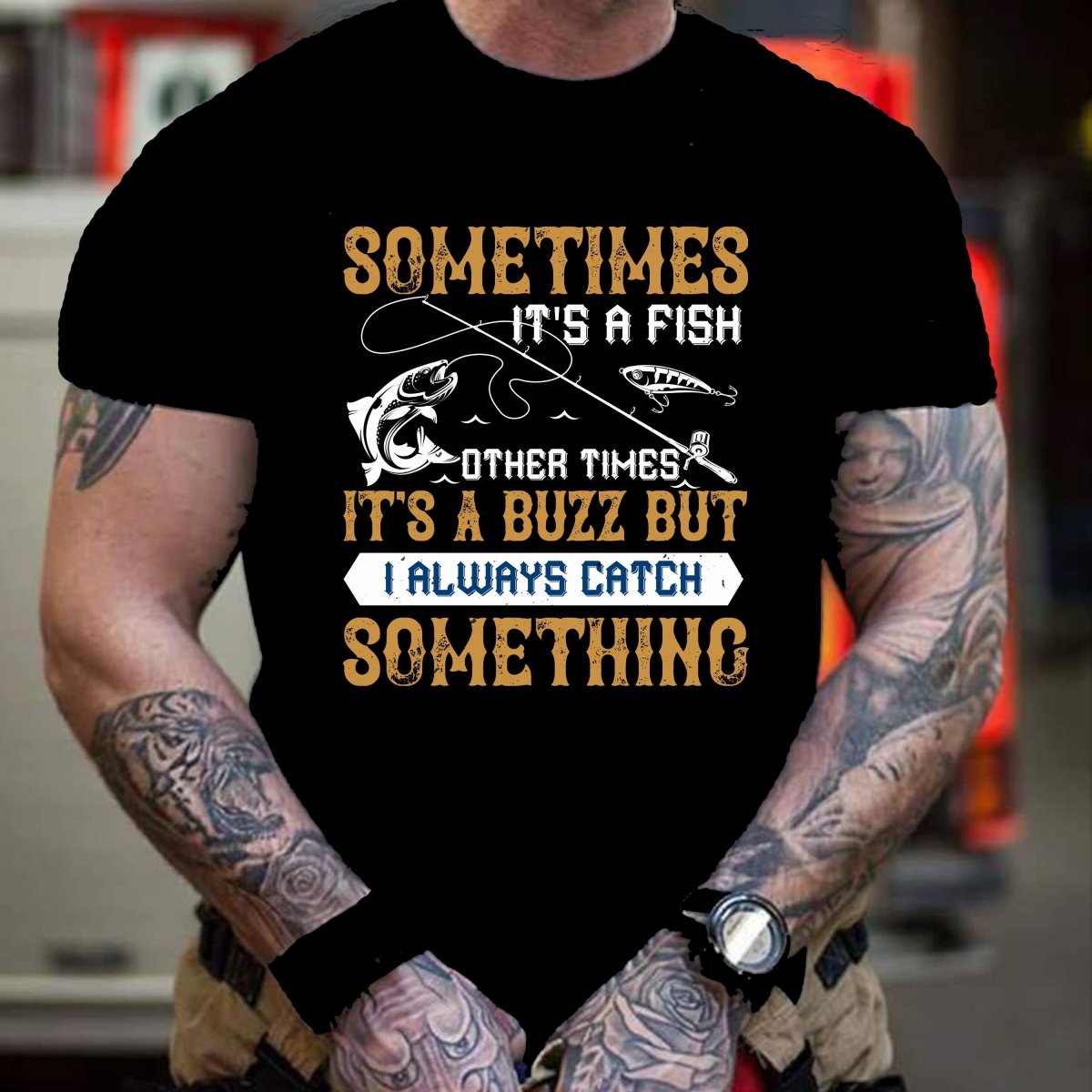 Sometimes It's a Fish - Men's Birthday Shirt - Bliss Birthday Shirts - Small - Black