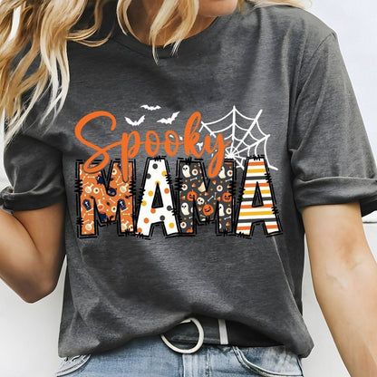 Spooky Mama Premium Shirt, Retro Halloween Shirt For Mother - Bliss Birthday Shirts - S - Dark Grey Heather