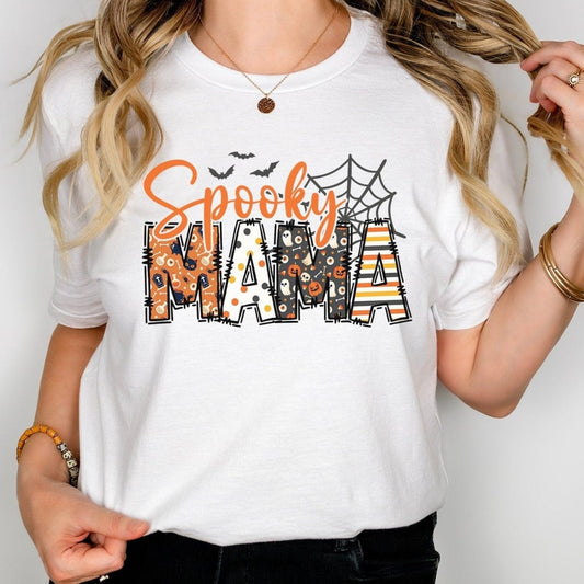 Spooky Mama Premium Shirt, Retro Halloween Shirt For Mother - Bliss Birthday Shirts - S - White