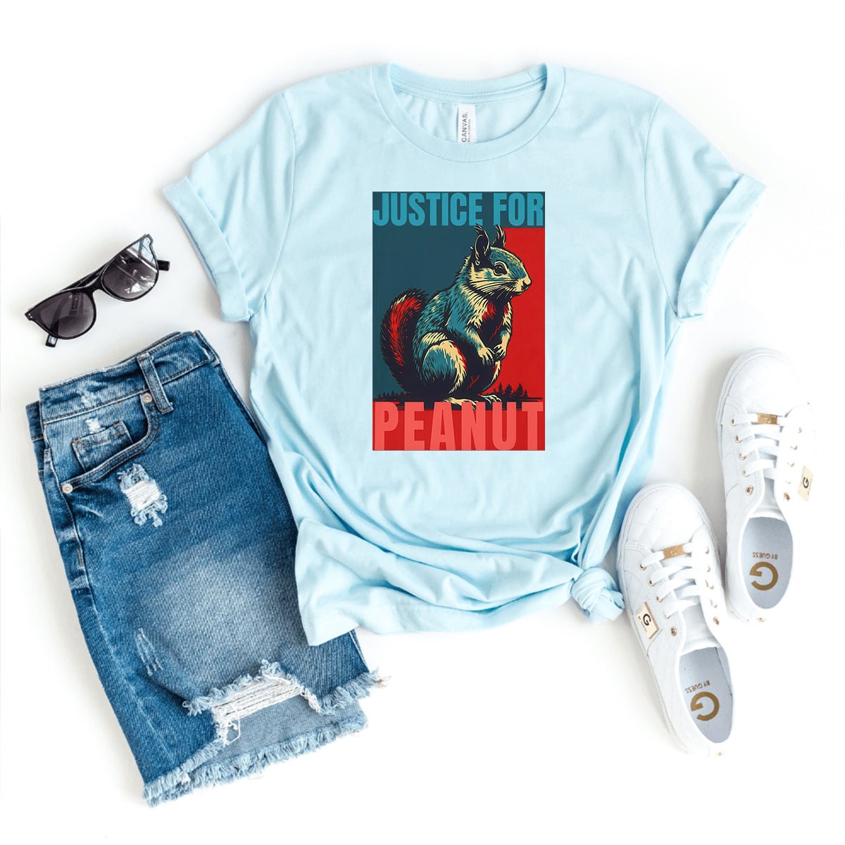 Stand with Peanut the Squirrel – Justice for Peanut Tee - Bliss Birthday Shirts - Heather Ice Blue - S