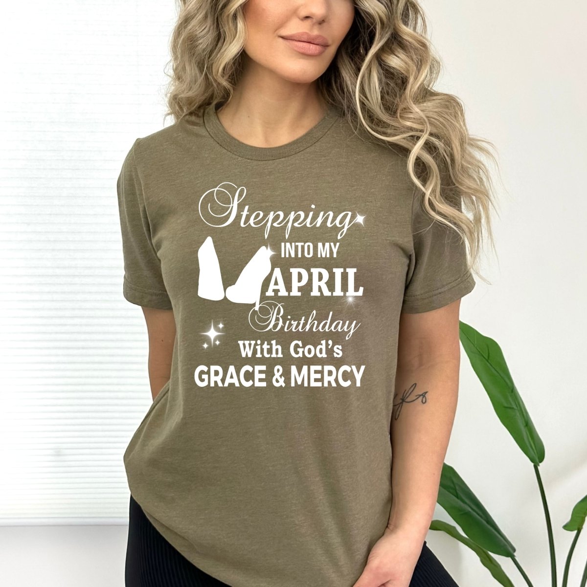 Stepping into My April Birthday - Bella Canvas Birthday Shirt - Bliss Birthday Shirts - Small - Olive