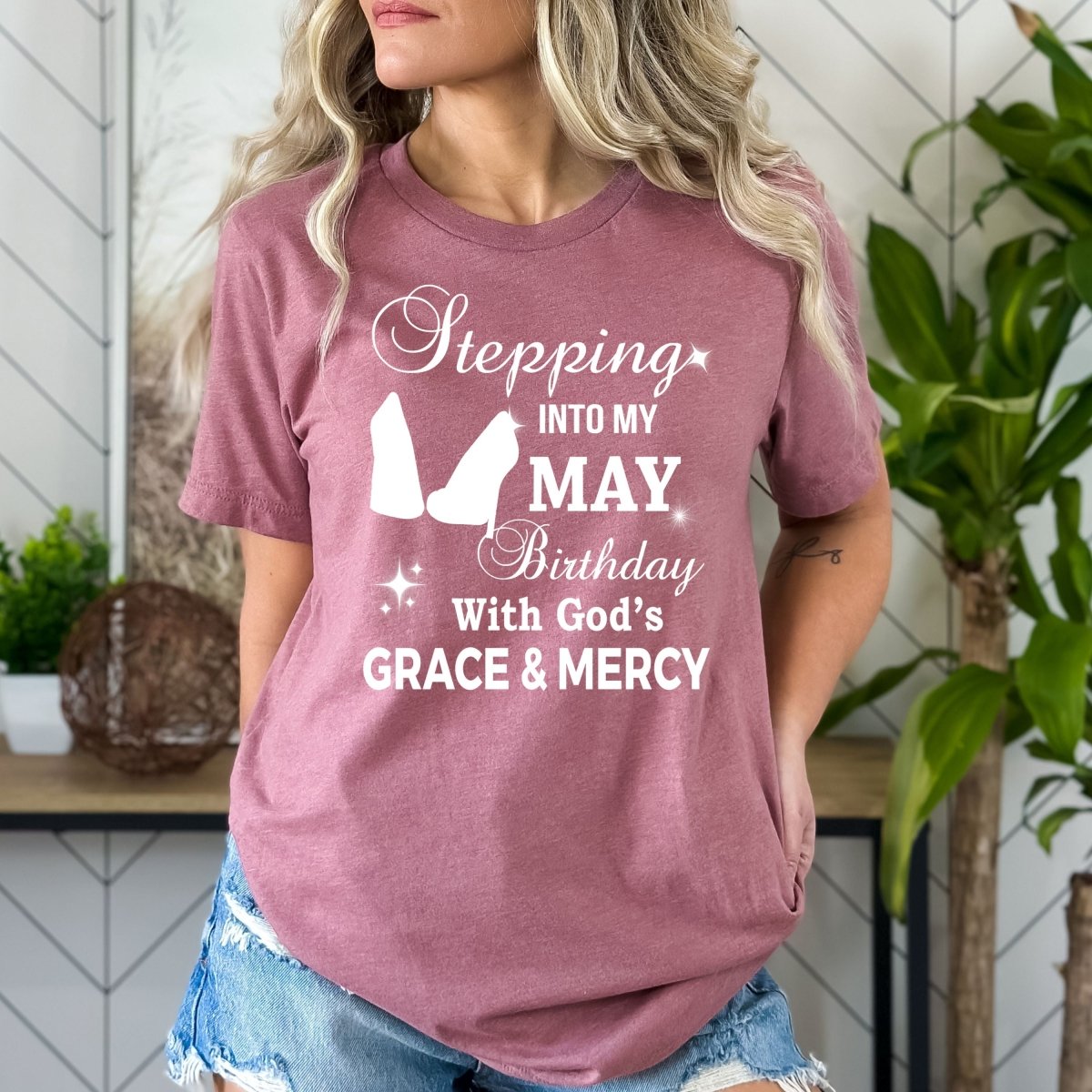 Stepping into My May Birthday - Bella Canvas Birthday Shirt - Bliss Birthday Shirts - Small - Mauve