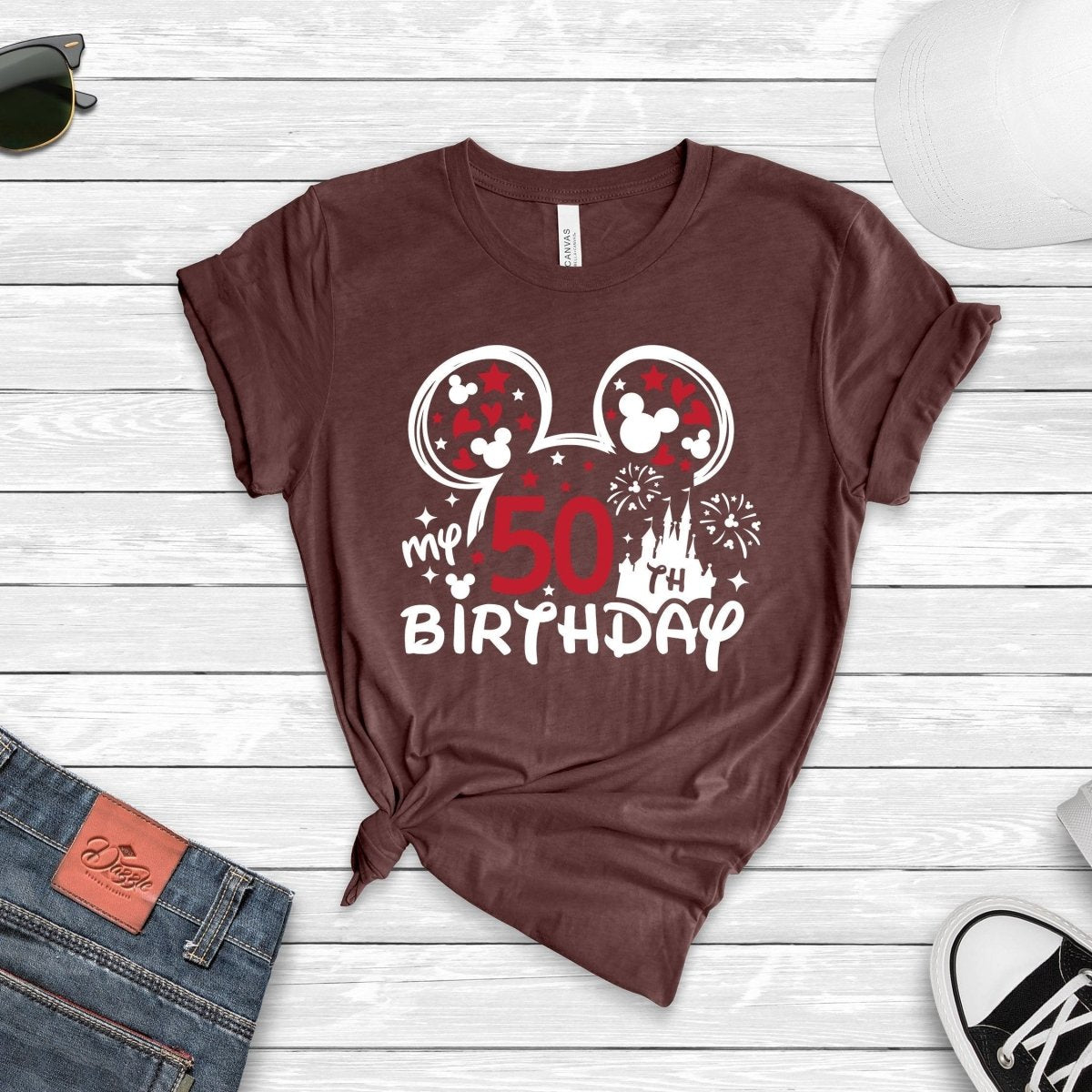 Stylish 50th Birthday T Shirt for Your Special Day - Bliss Birthday Shirts - S - Heather Maroon