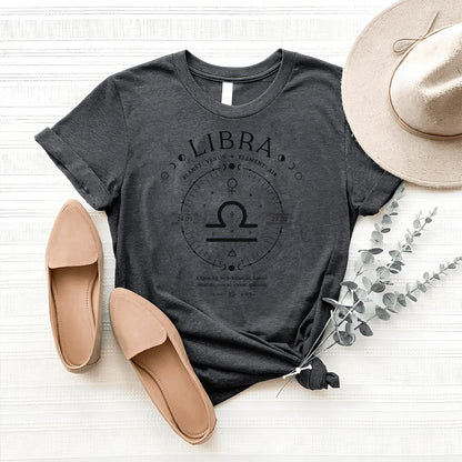 Stylish Libra Zodiac Birthday Shirt – Perfect for Astrology Enthusiasts - Bliss Birthday Shirts - Heather Dark Grey - S