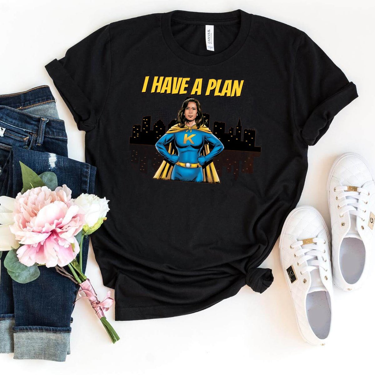 Support Kamala Harris 2024 with the I Have A Plan T-Shirt – Stylish Unisex Tee - Bliss Birthday Shirts - Black - S