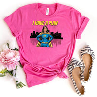 Support Kamala Harris 2024 with the I Have A Plan T-Shirt – Stylish Unisex Tee - Bliss Birthday Shirts - Charity Pink - S