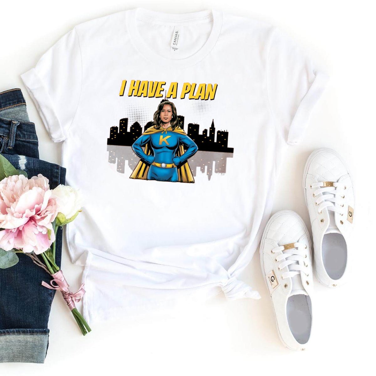 Support Kamala Harris 2024 with the I Have A Plan T-Shirt – Stylish Unisex Tee - Bliss Birthday Shirts - White - S