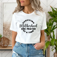 Surviving Motherhood One Prayer - Birthday Shirt - Bliss Birthday Shirts - Small - White