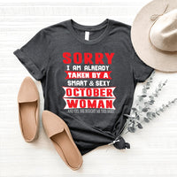 Taken by a Smart and Sexy October Woman - Men's Birthday Shirt - Bliss Birthday Shirts - Heather Dark Grey - Small