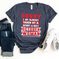 Taken by a Smart and Sexy October Woman - Men's Birthday Shirt - Bliss Birthday Shirts - Heather Navy - Small