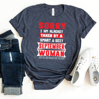 Taken by a Smart and Sexy September Woman - Men's Birthday Shirt - Bliss Birthday Shirts - Heather Navy - S