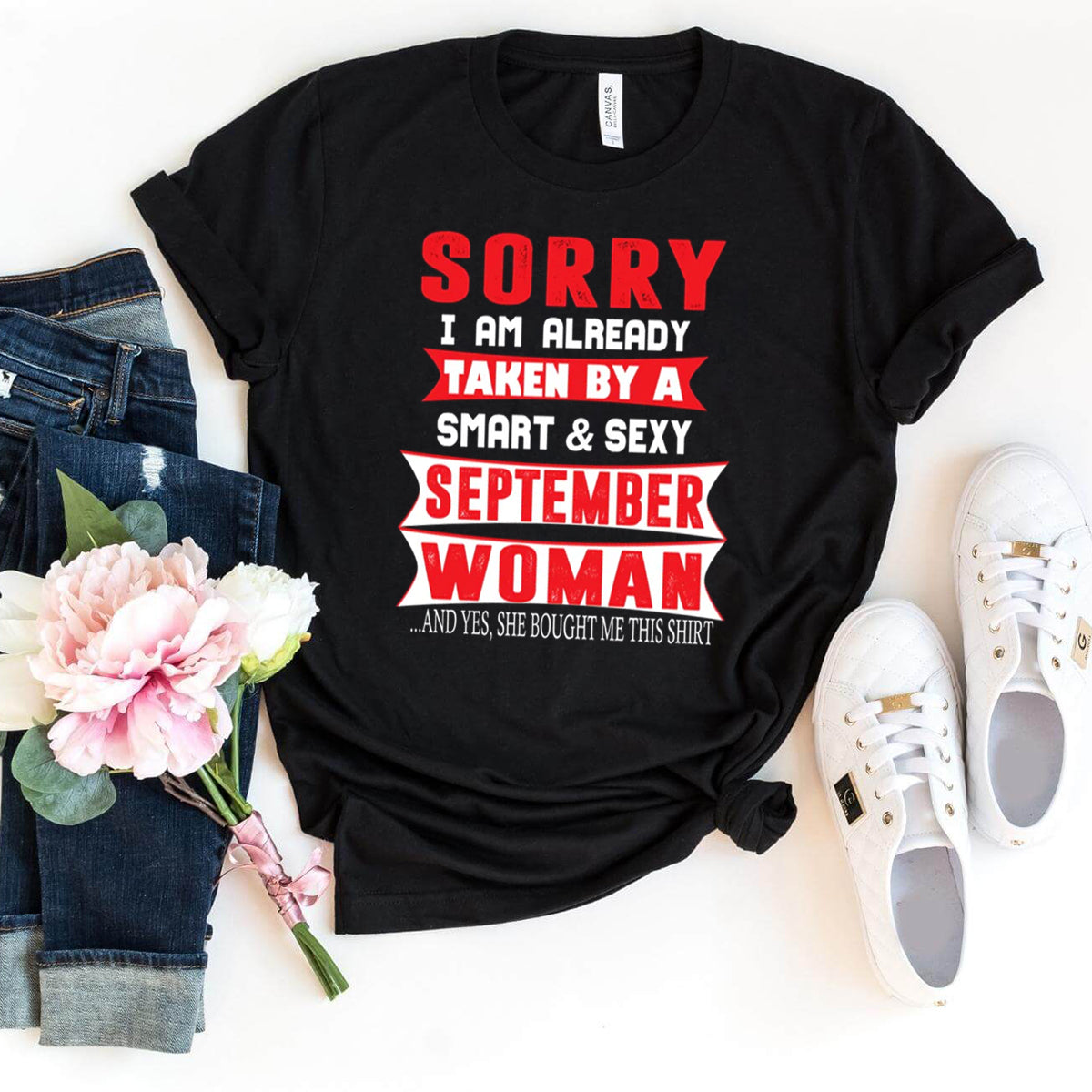 Taken by a Smart and Sexy September Woman - Men's Birthday Shirt - Bliss Birthday Shirts - Small - Black with back