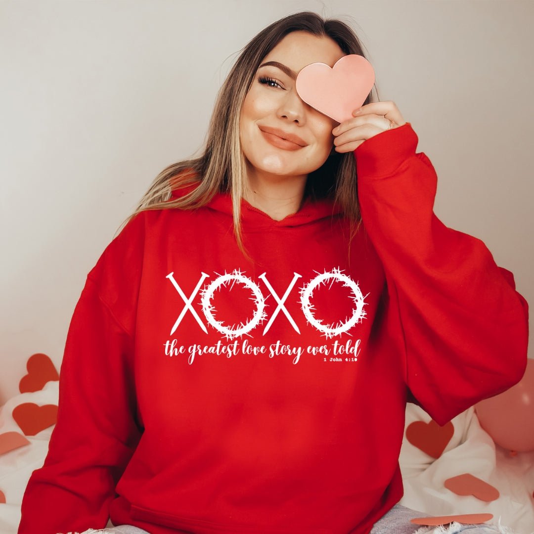 The Greatest Love Story Womens Hoodie - Perfect Valentine Couple Gift - Bliss Birthday Shirts - Red - S