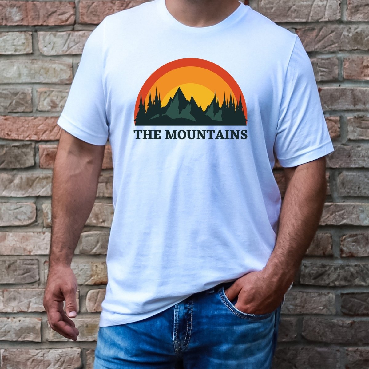 The Mountains - Men's Birthday Shirt - Bliss Birthday Shirts - Small - White