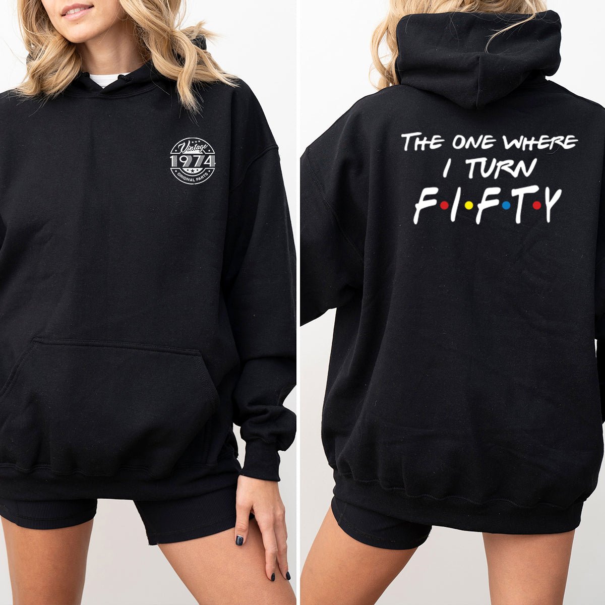 The One Where I Turn Fifty 50th Birthday Shirt Hoodie – Friends - Themed Celebration - Bliss Birthday Shirts - Black - S