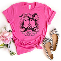 Trendy In October We Wear Pink Ghost Shirt – Stylish Halloween Apparel - Bliss Birthday Shirts - Charity Pink - S