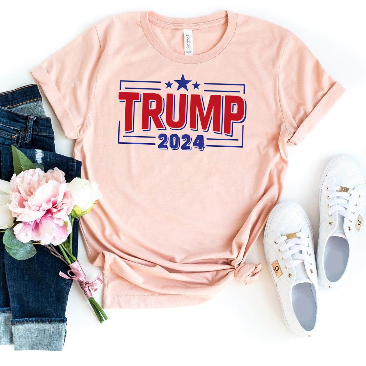 Trump 2024 Shirt – Stand for America's Future - Bliss Birthday Shirts - Heather Peach - S