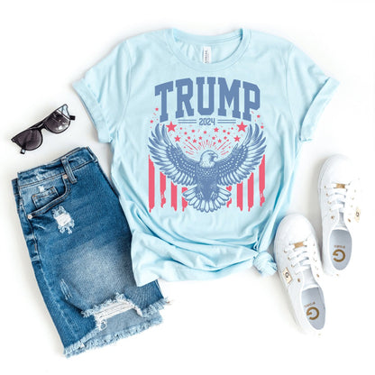 Trump Eagle 2024 Shirt – Bold American Symbol for Patriots - Bliss Birthday Shirts - Heather Ice Blue - S