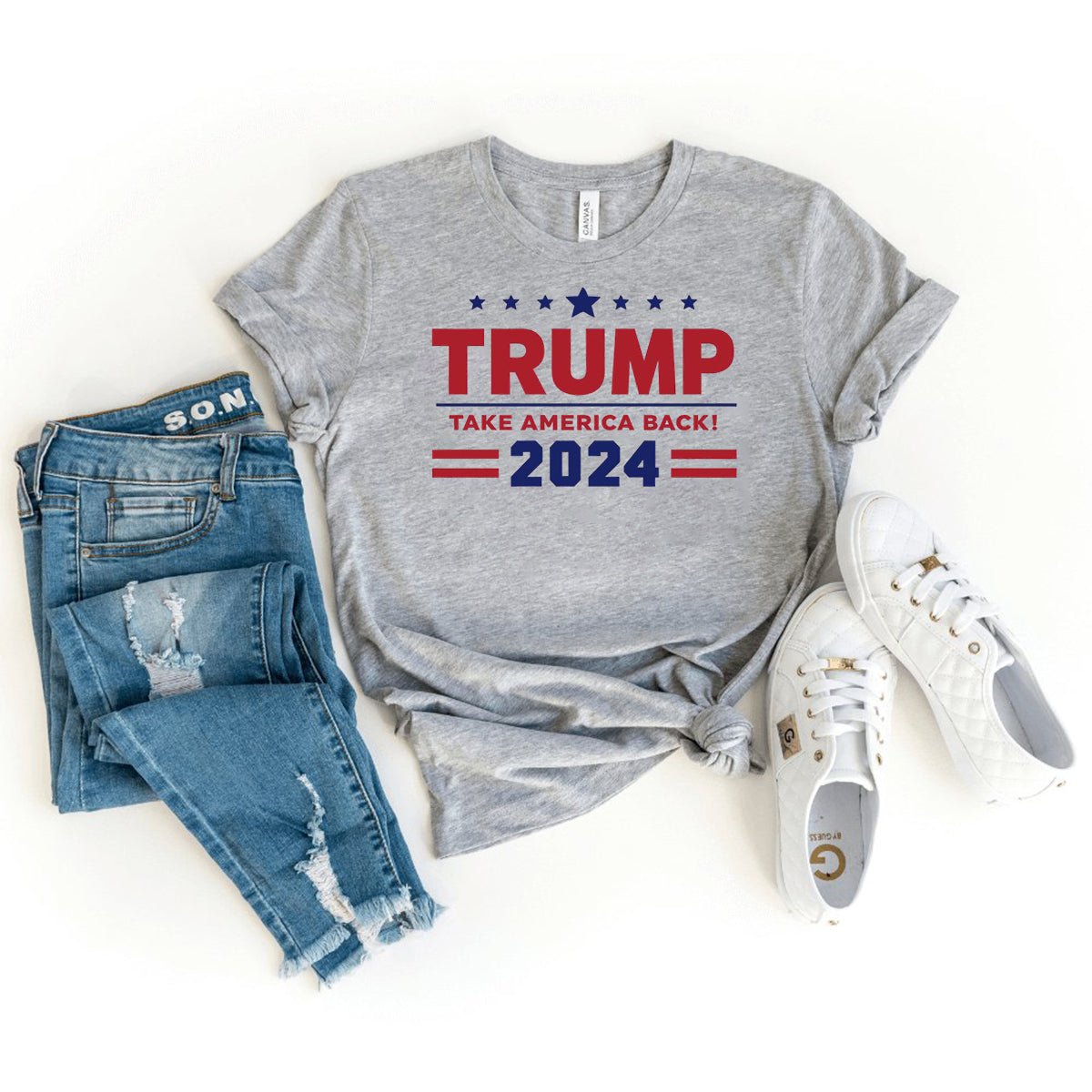 Trump Take America Back 2024 – Patriotic Campaign Shirt - Bliss Birthday Shirts - Heather Athletic - S