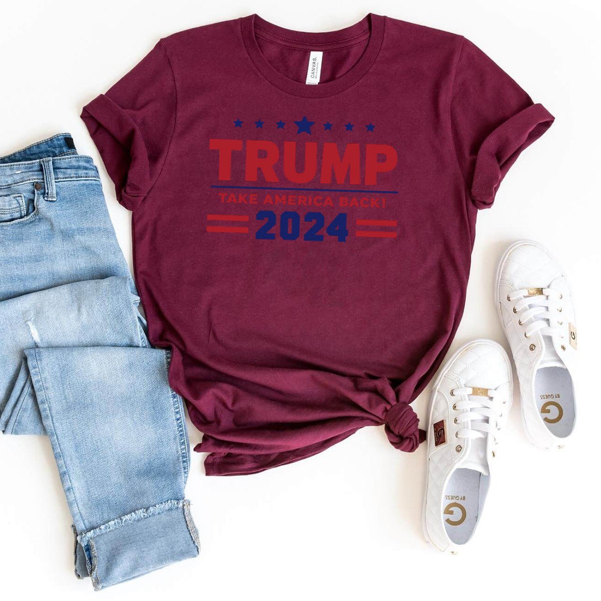 Trump Take America Back 2024 – Patriotic Campaign Shirt - Bliss Birthday Shirts - Maroon - S