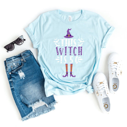 Unique 50th Birthday Witch Shirt – Fun Birthday Gift for Women - Bliss Birthday Shirts - Heather Ice Blue - S