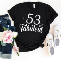 Unique 53 & Fabulous Birthday T-Shirt - Bliss Birthday Shirts - Black - S