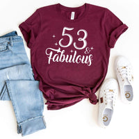 Unique 53 & Fabulous Birthday T-Shirt - Bliss Birthday Shirts - Maroon - S