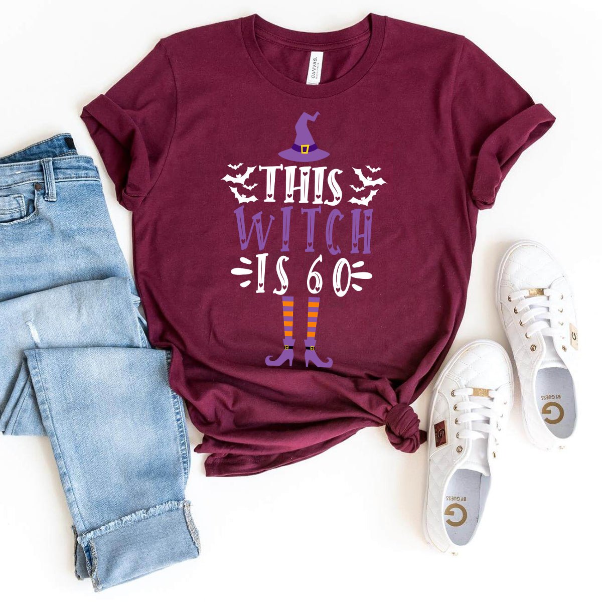 Unique 60th Birthday Witch Shirt – Creative Birthday Gift for Women - Bliss Birthday Shirts - Maroon - S