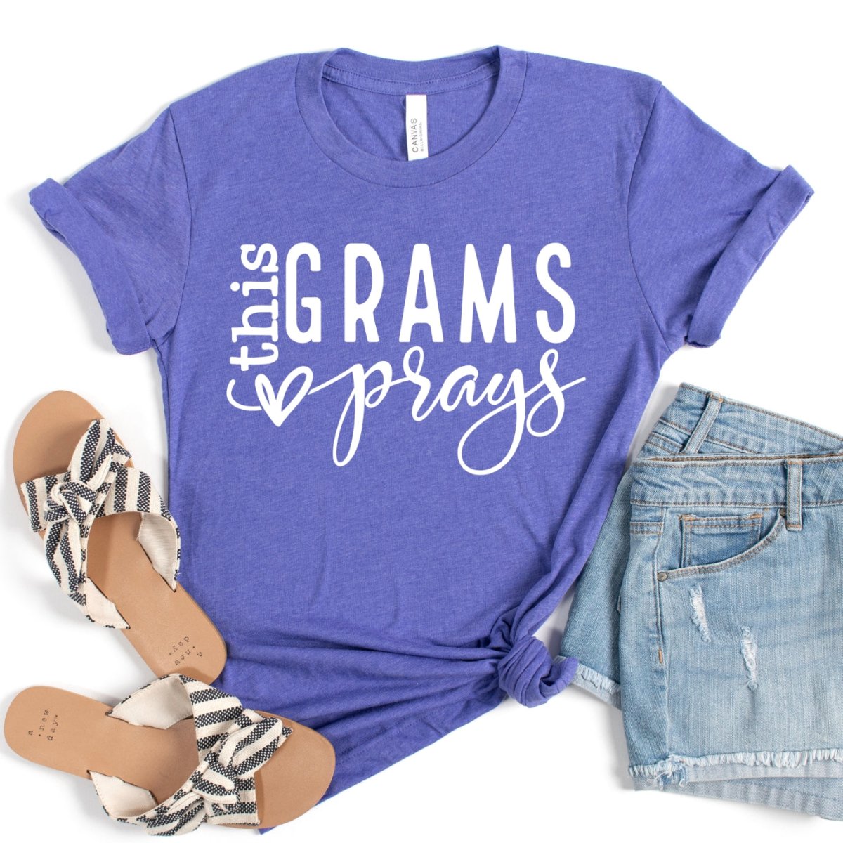 Unique Birthday Shirt - This Grams Prays Womens Custom Tee - Bliss Birthday Shirts - Heather Lapis - S