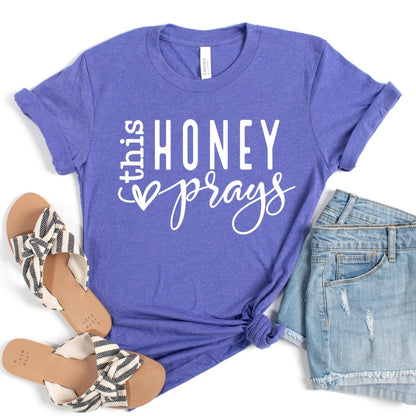 Unique Birthday Shirt - This Honey Prays Womens Custom Tee - Bliss Birthday Shirts - Heather Lapis - S