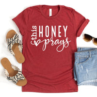 Unique Birthday Shirt - This Honey Prays Womens Custom Tee - Bliss Birthday Shirts - Heather Red - S