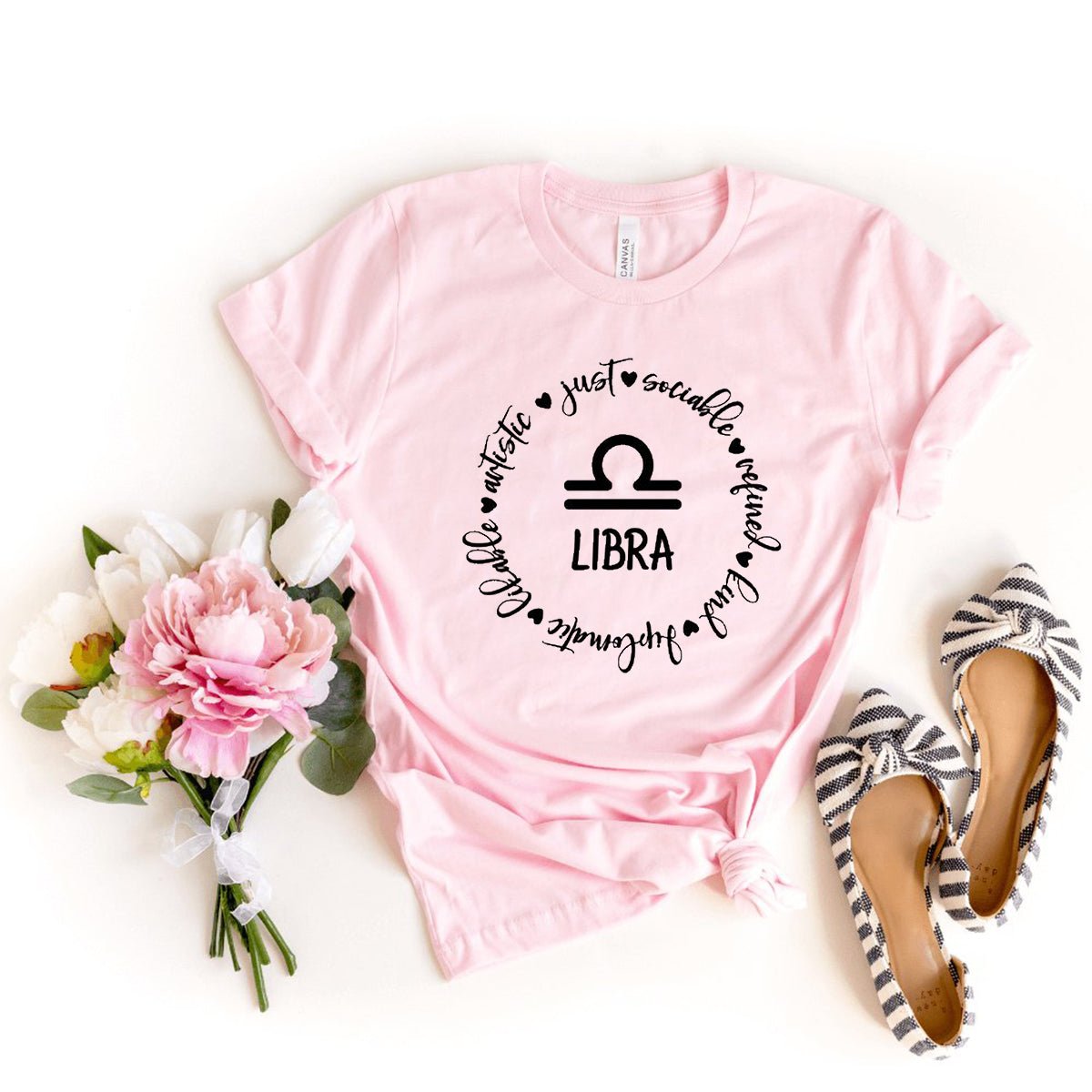 Unique Libra Zodiac Birthday Shirt for Astrology Lovers - Bliss Birthday Shirts - Light Pink - S