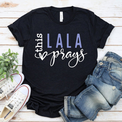 Unique T Shirt - This LaLa Prays Womens Custom Birthday Top - Bliss Birthday Shirts - Black Heather - S