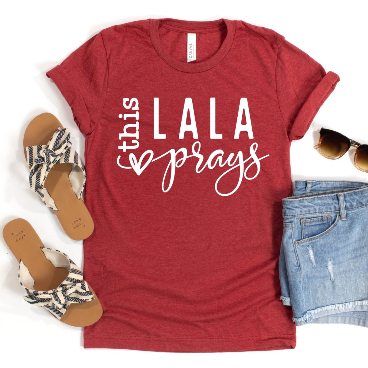 Unique T Shirt - This LaLa Prays Womens Custom Birthday Top - Bliss Birthday Shirts - Heather Red - S