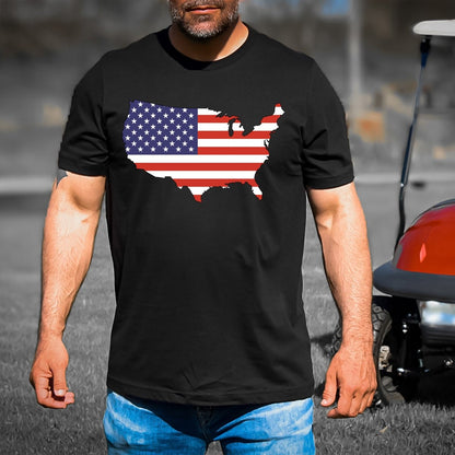 USA Flag with Map - Men's Birthday Shirt - Bliss Birthday Shirts - Small - Black