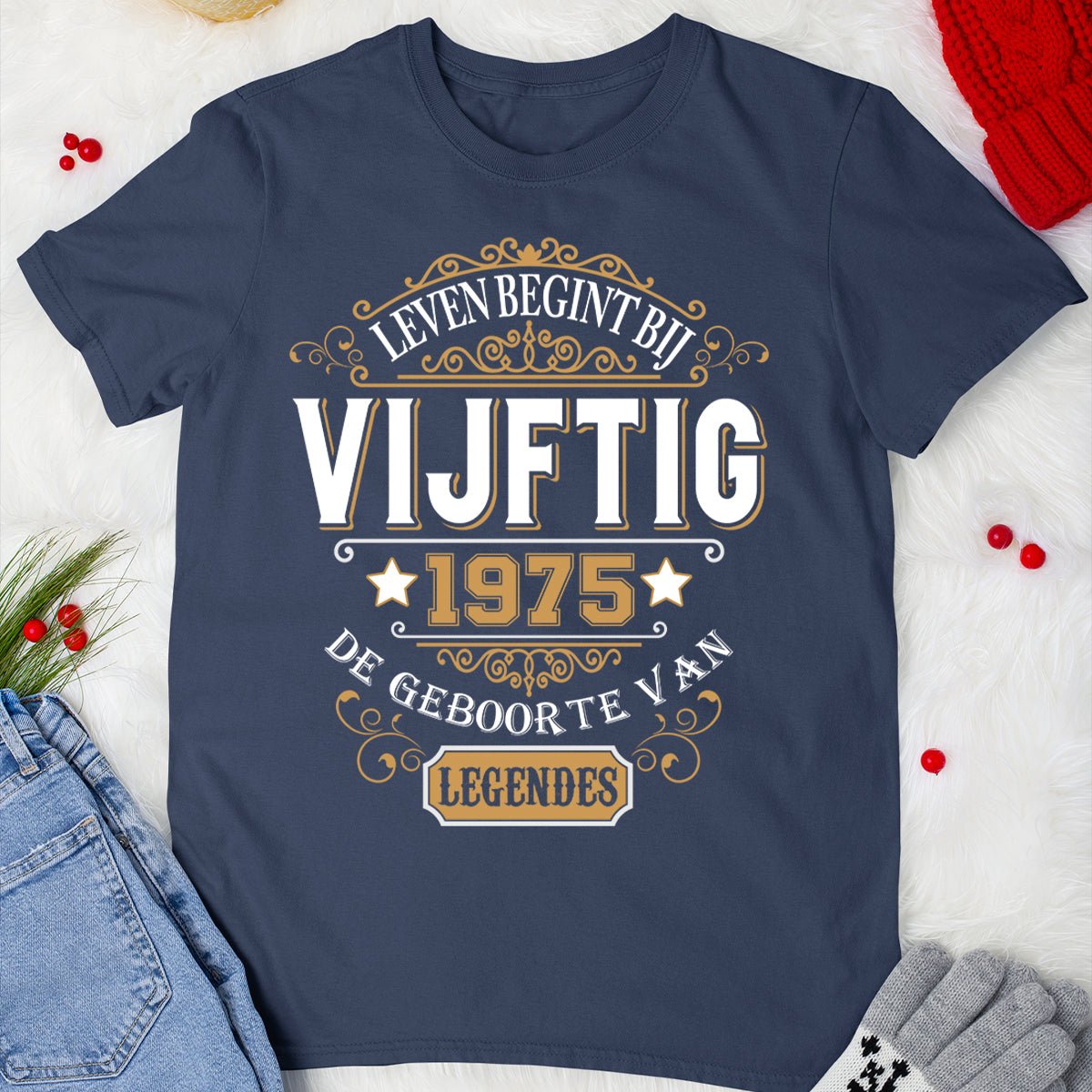 Verjaardagsshirt 50 jaar - 1975 Legende Geboorte Shirt - Bliss Birthday Shirts - Navy - S