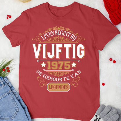 Verjaardagsshirt 50 jaar - 1975 Legende Geboorte Shirt - Bliss Birthday Shirts - Red - S