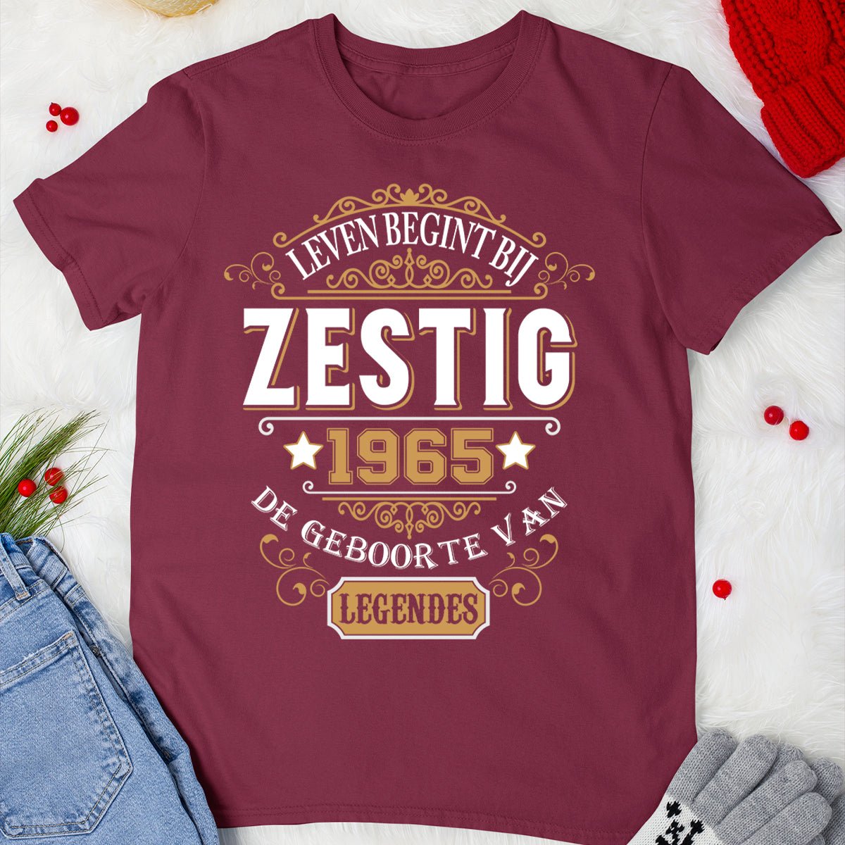 Verjaardagsshirt 60 jaar - 1965 Legende Geboorte Shirt - Bliss Birthday Shirts - Maroon - S