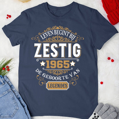 Verjaardagsshirt 60 jaar - 1965 Legende Geboorte Shirt - Bliss Birthday Shirts - Navy - S