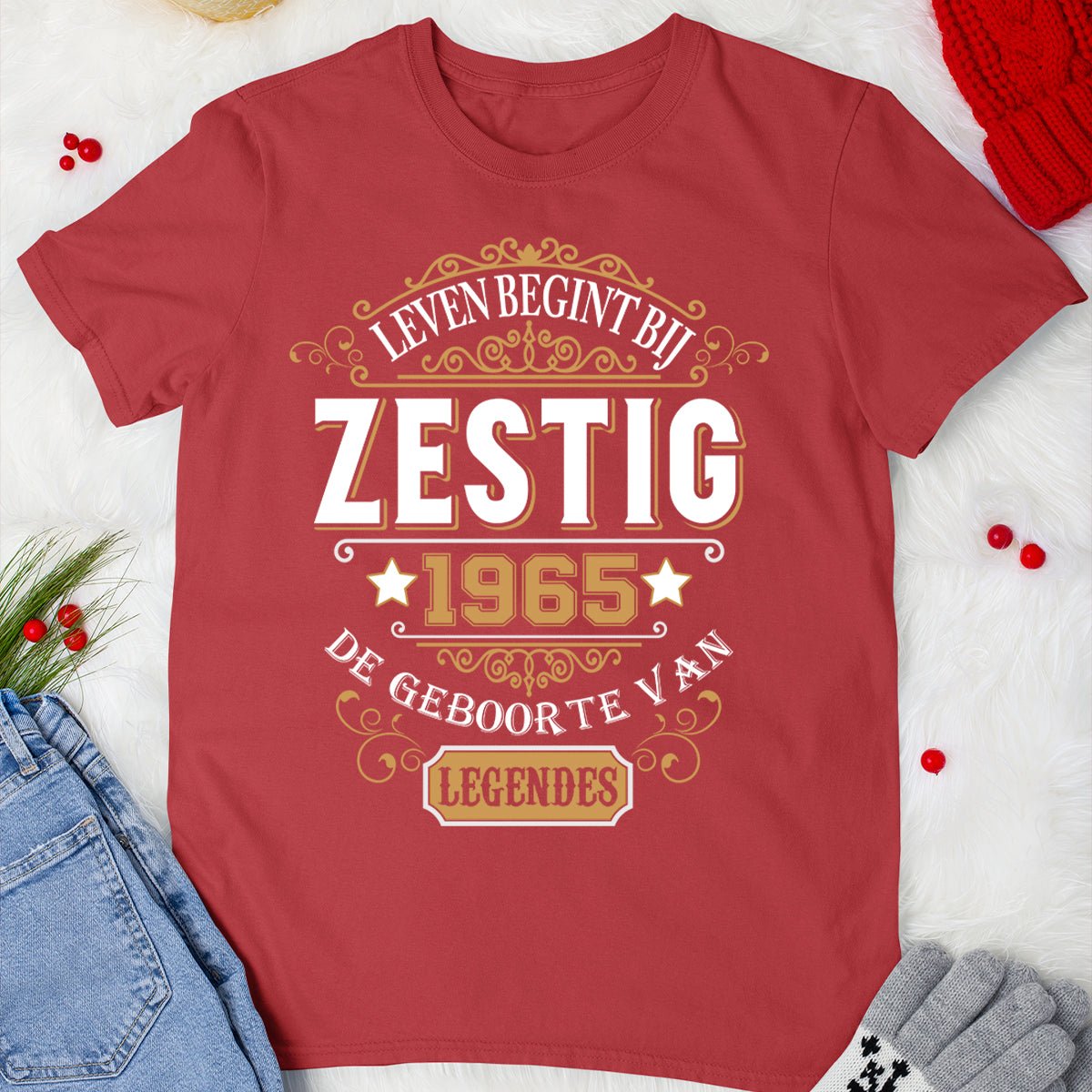 Verjaardagsshirt 60 jaar - 1965 Legende Geboorte Shirt - Bliss Birthday Shirts - Red - S