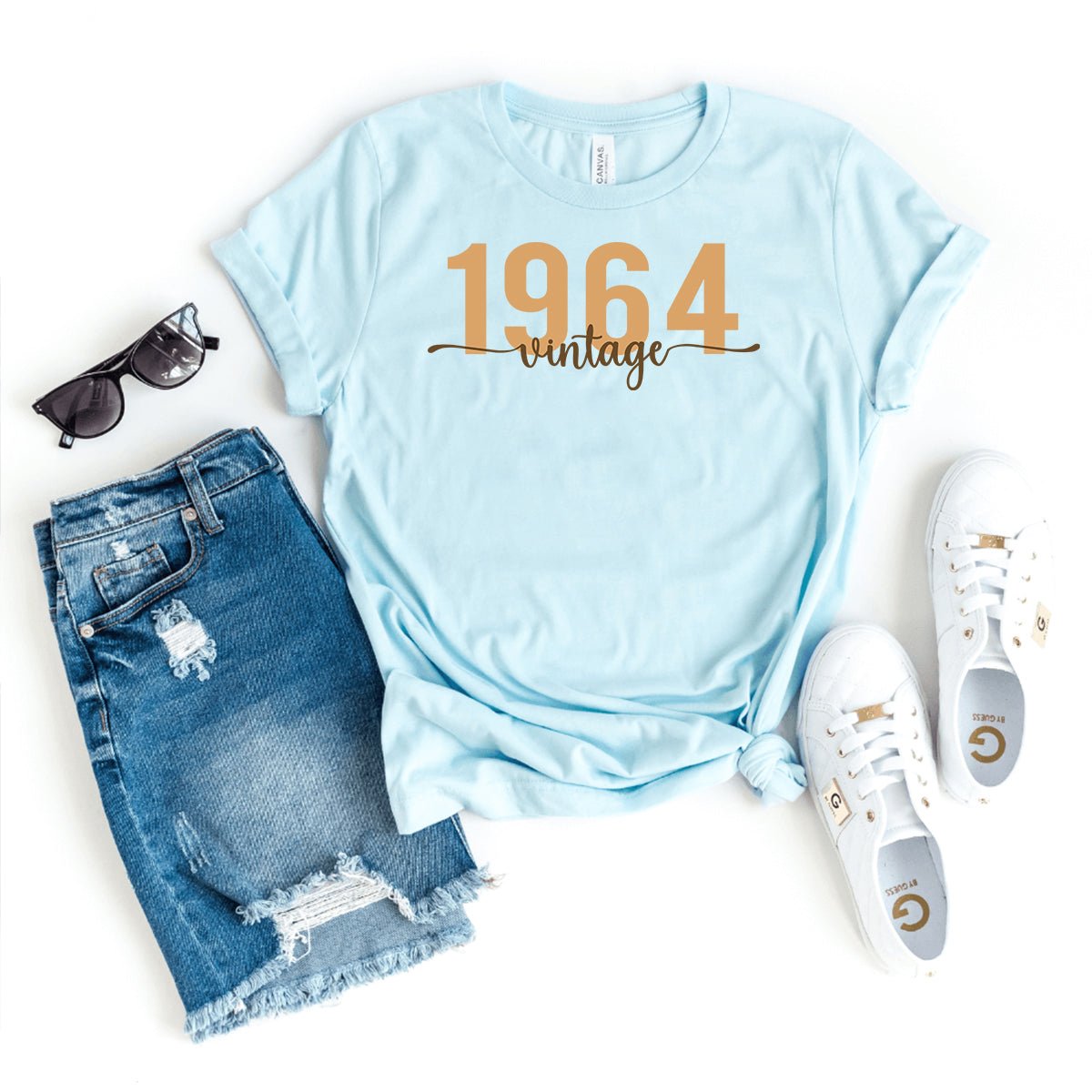 Vintage 1964 Birthday Shirt - 60th Birthday Retro Classic T-Shirt - Bliss Birthday Shirts - Heather Ice Blue - S