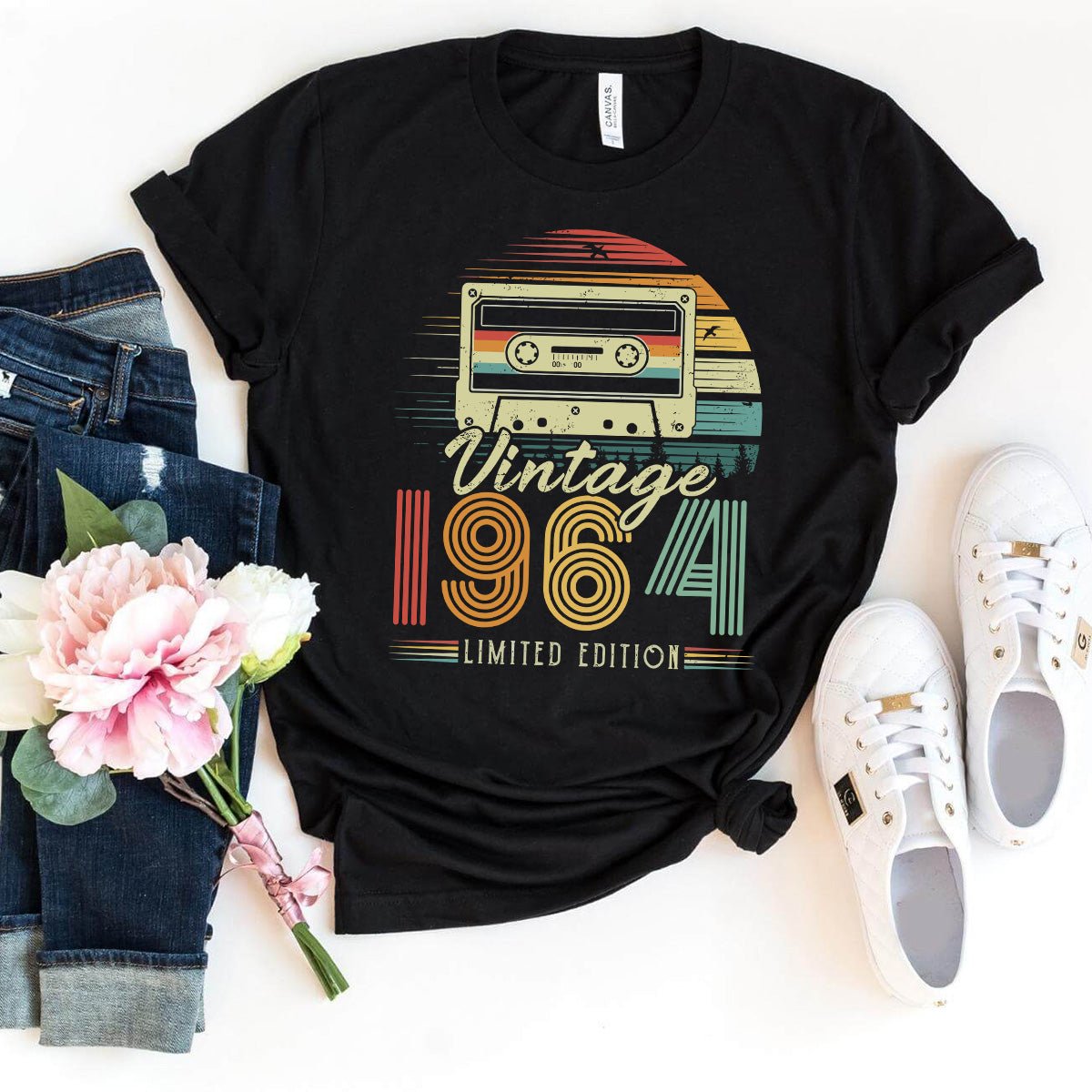 Vintage 1964 Cassette Tape 60th Shirt – Classic 60th Birthday Gift Idea - Bliss Birthday Shirts - Black - S