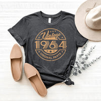 Vintage 1964 Original Parts 60th Birthday Shirt – Celebrate in Style - Bliss Birthday Shirts - Heather Dark Grey - S