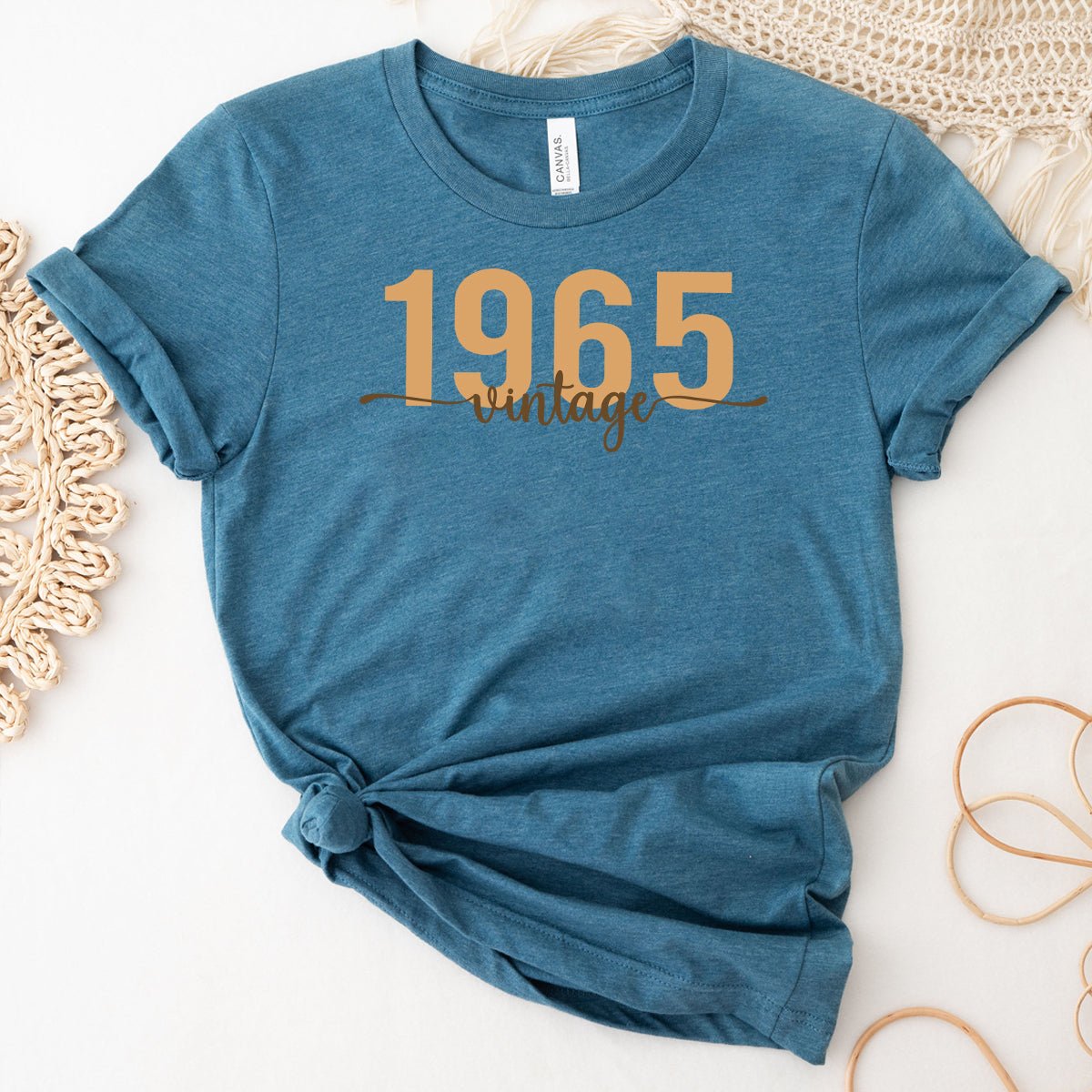 Vintage 1965 Birthday Shirt - Classic 59th Birthday Tee Gift - Bliss Birthday Shirts - Heather Deep Teal - S