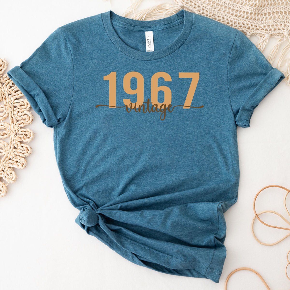 Vintage 1967 Birthday Shirt - Retro 57th Birthday Classic Tee - Bliss Birthday Shirts - Heather Deep Teal - S