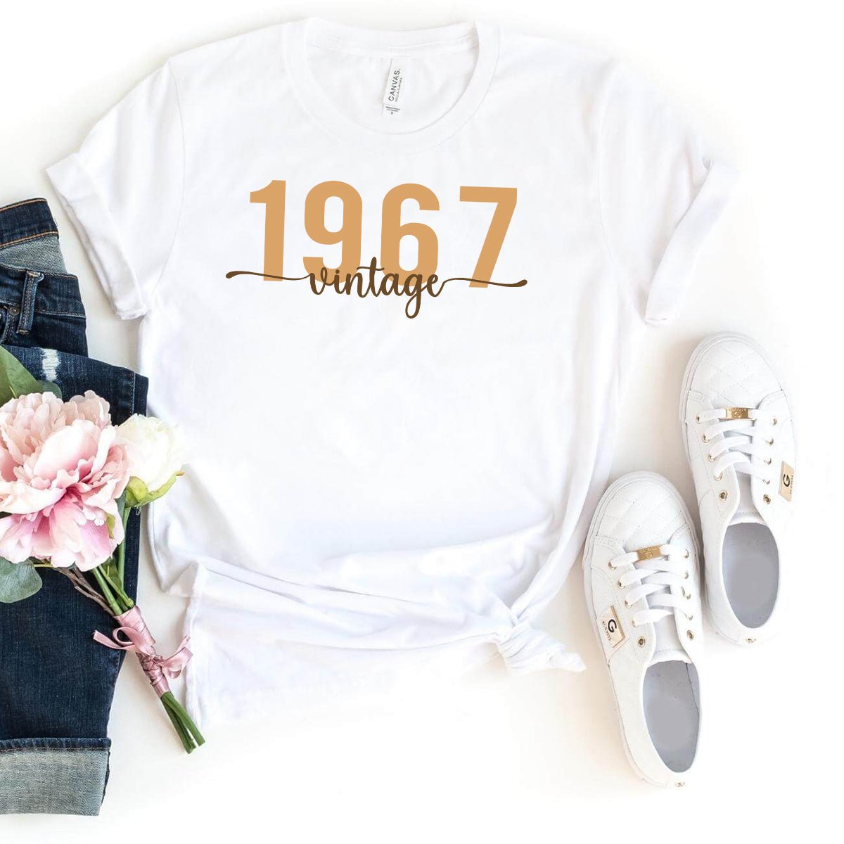 Vintage 1967 Birthday Shirt - Retro 57th Birthday Classic Tee - Bliss Birthday Shirts - White - S